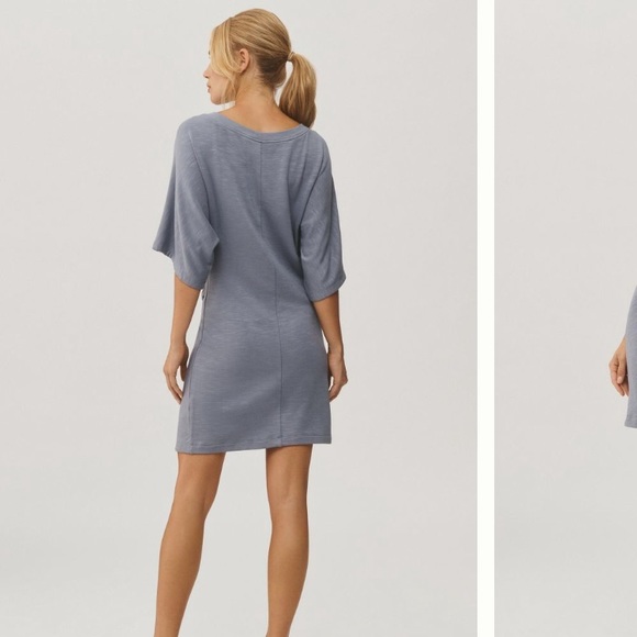 Anthropologie Daily Practice Side-twist Tee Dress. Gray with blue undertones. - Picture 2 of 7